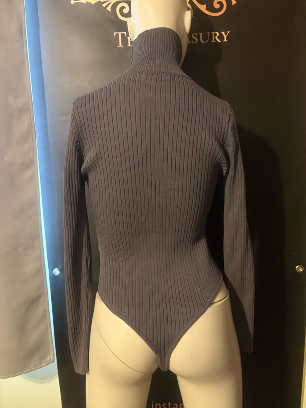 Fashion Nova Ribbed Turtleneck Bodysuit in Slate
